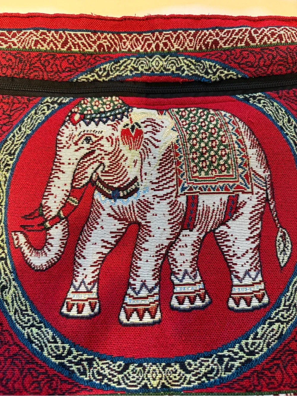 Boho Red Elephant Woven Tapestry Crossbody Hippie Bag